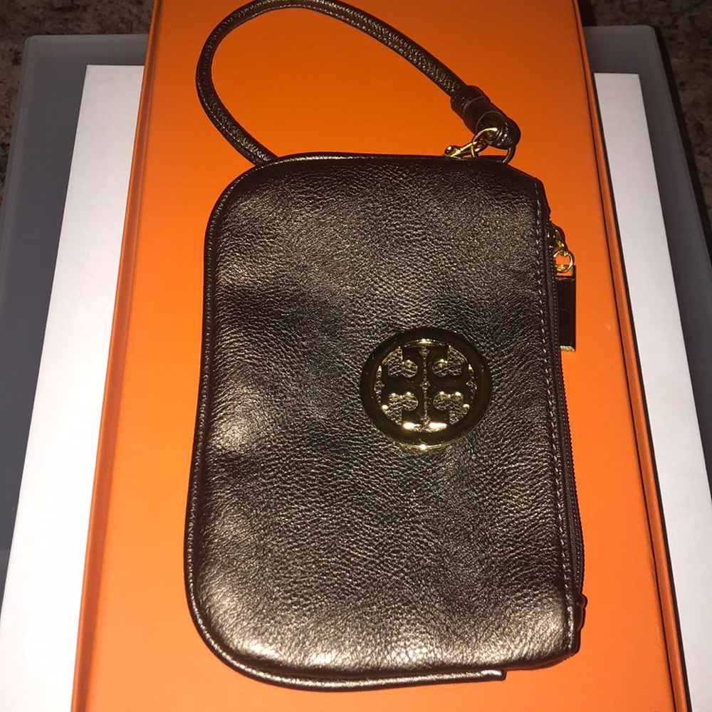 Tory Burch Gold Leather Wristlet